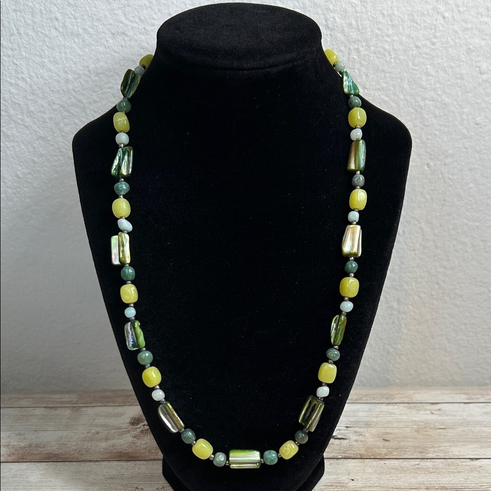 Vibrant Stone and Shell Beaded Necklace